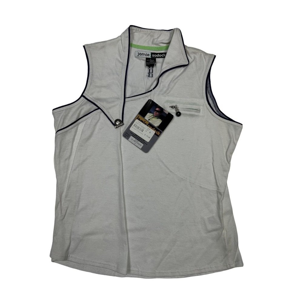 Vintage Jamie Sadock NWT S White Patriot Sleeveless polo RTV $73.99 Womens Golf